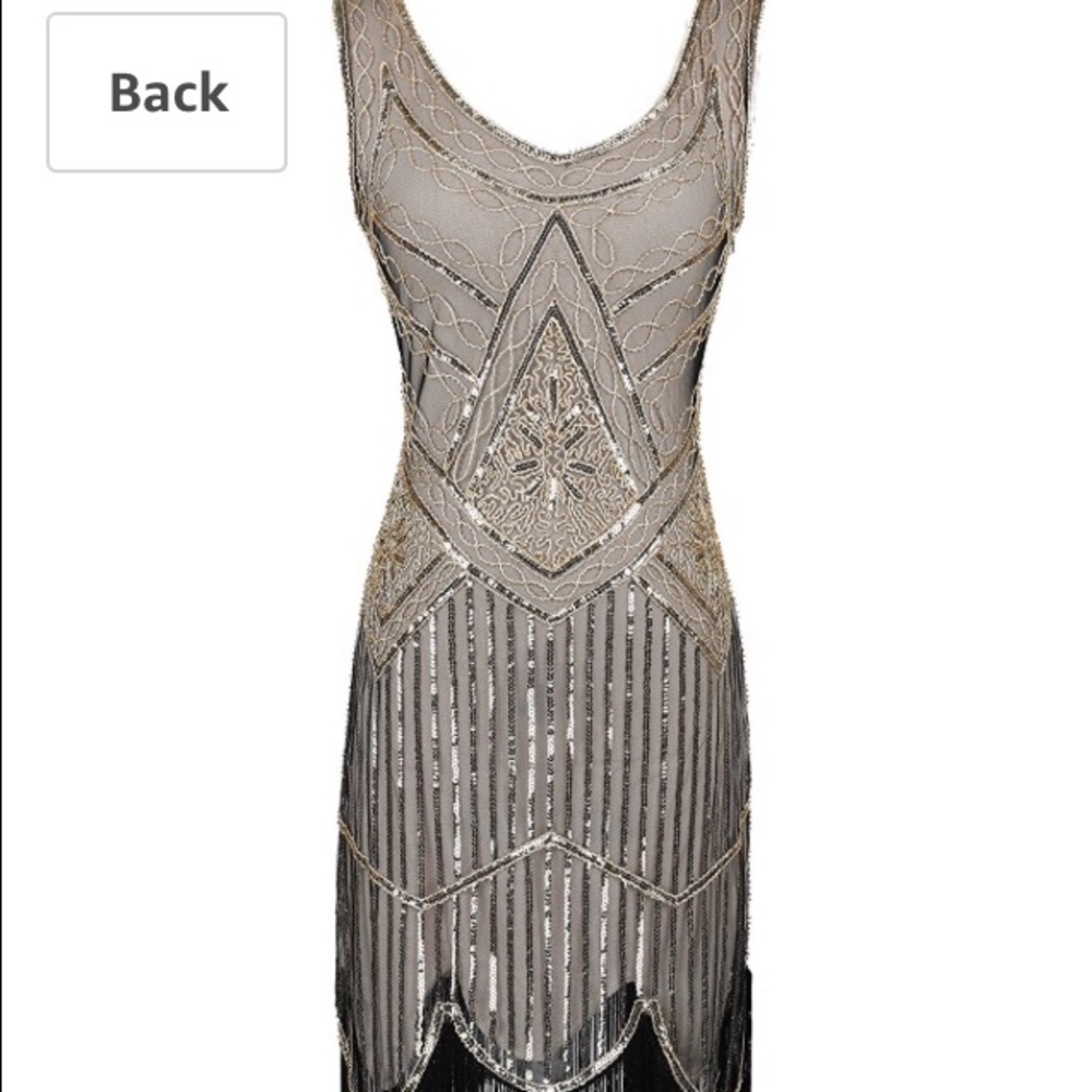 1920’s Flapper Dress sequin beaded tassel hem